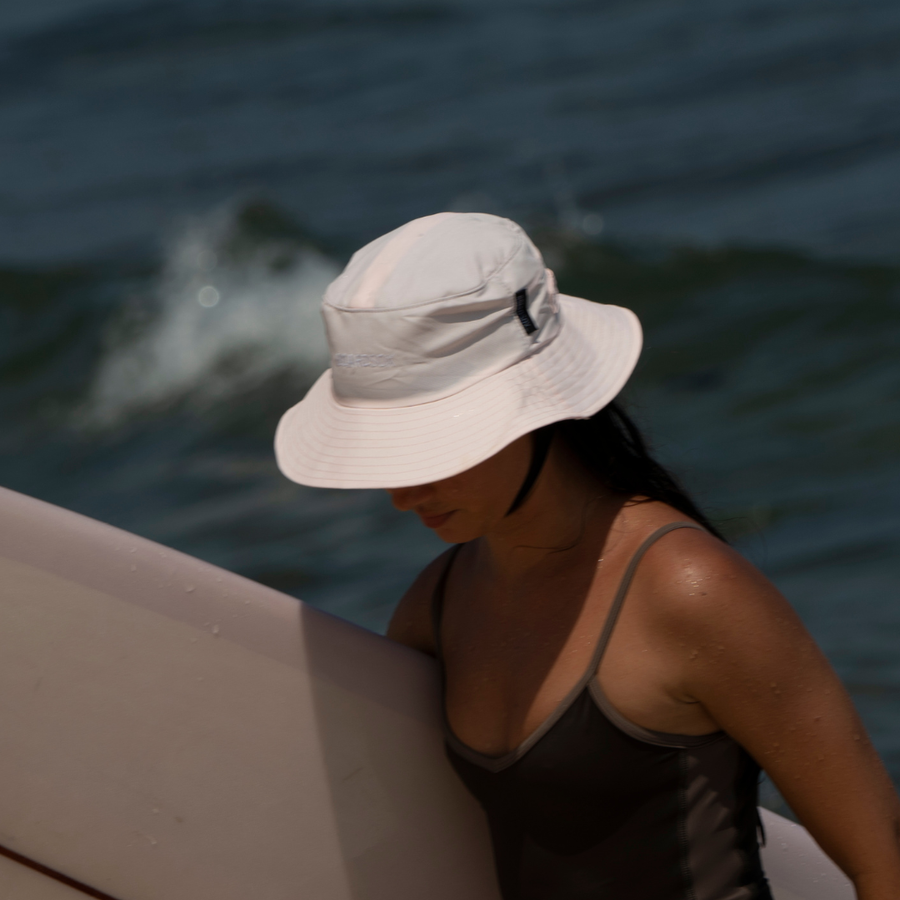Rose Water Boardsox surf hat in soft pink