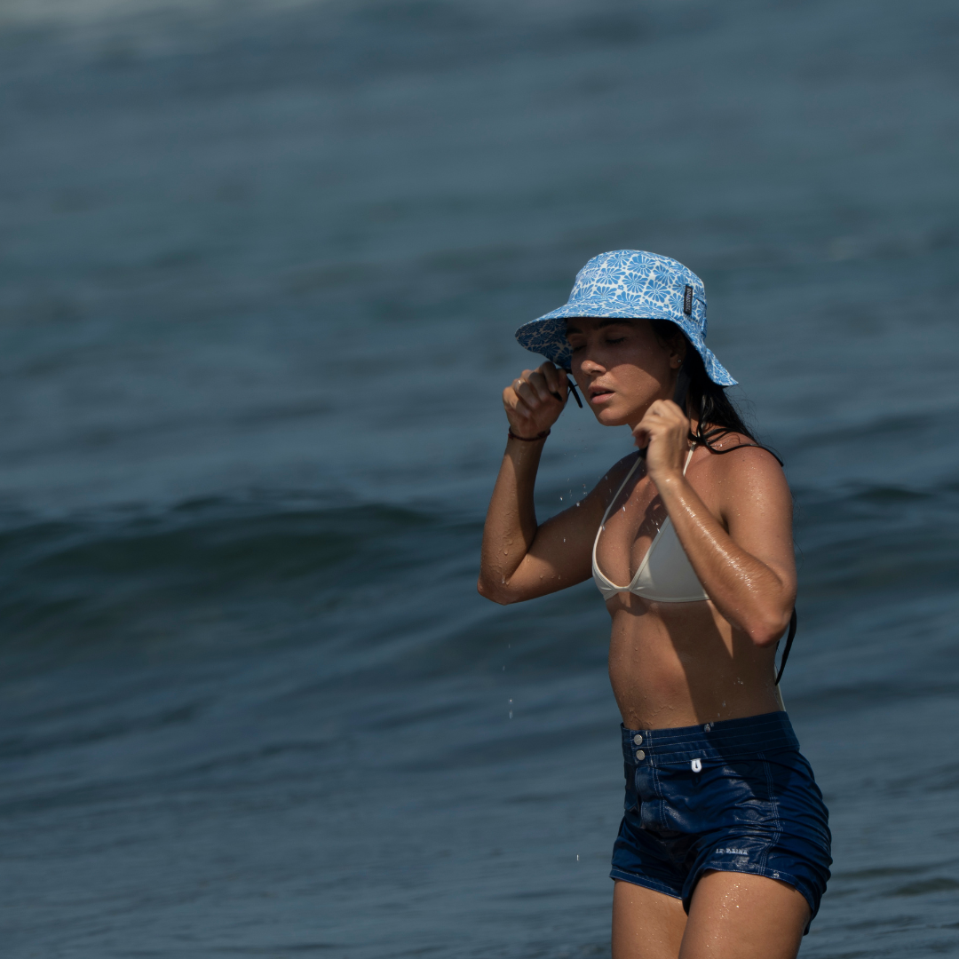 Lara-Blue Boardsox Surf Hat + Hard Shell Insert