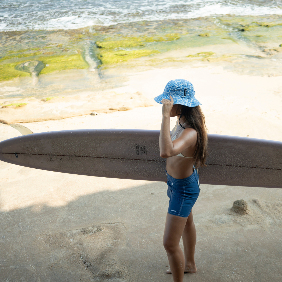 Lara-Blue Boardsox Surf Hat + Hard Shell Insert