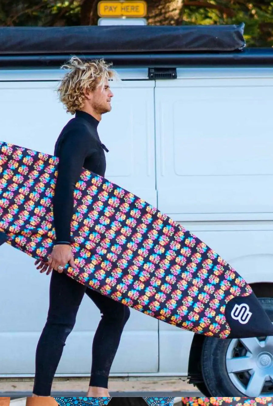 Alien Flower longboard surfboard cover, available 7'0 to 10'0