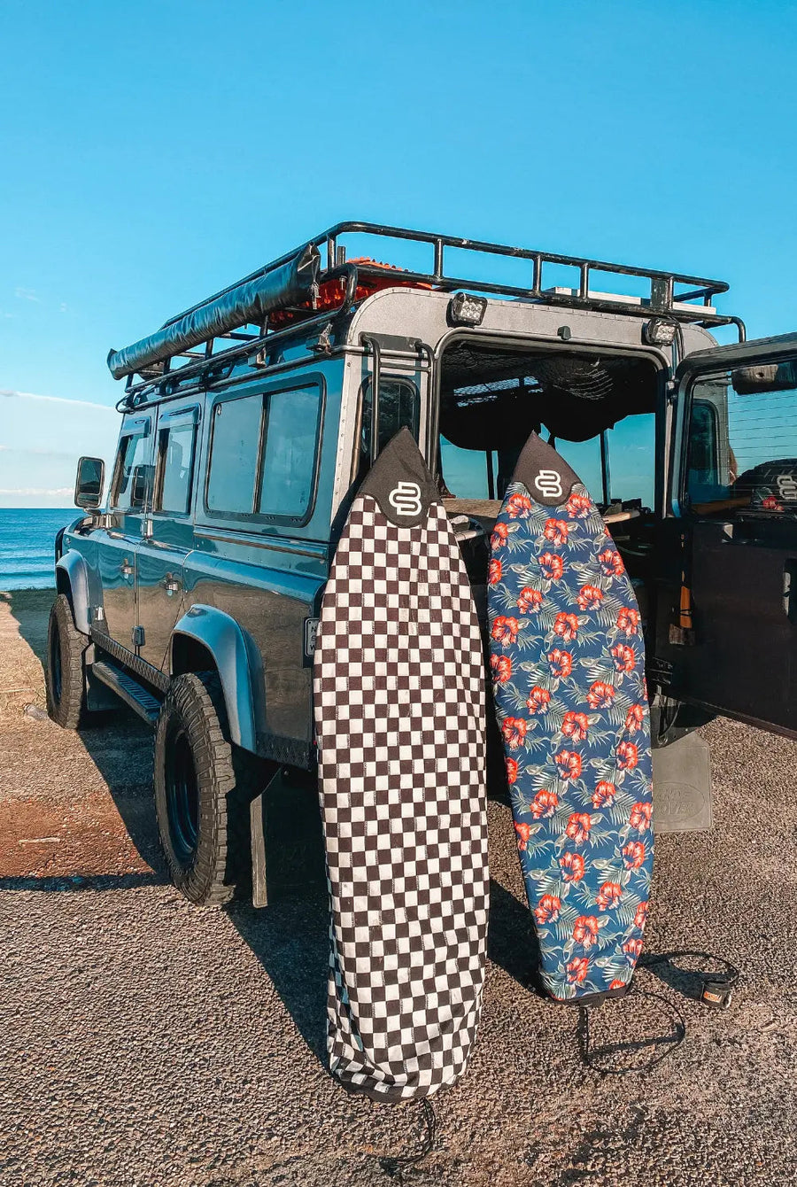 Checks canvas shortboard cover, fits boards up to 21in wide
